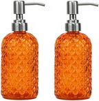16oz Diamond Pattern Glass Soap Dispenser with Rust Resistant Pump by SDlumeiy
