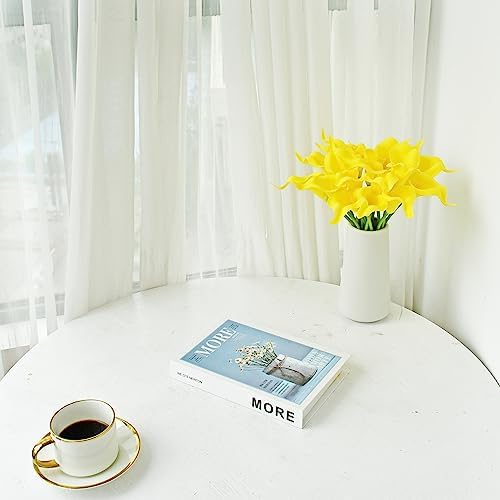 ONLY ART Artificial Pure Yellow Calla Lily 20pcs – 13.5" PU Faux Flowers with Flexible Stems, Soft Texture, for New Year and Valentine's Day Home, Wedding & DIY Decor - Image 4