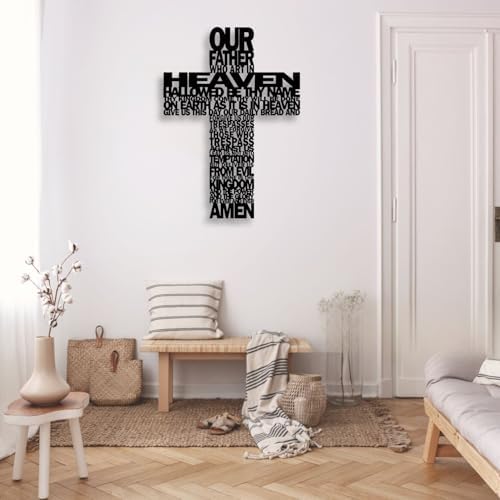 LIYOUYA Metal Cross Wall Decor - Rustic Farmhouse Decor Black Prayer Text Cross Wall Art Home Decor for Living Room, Bathroom, Bedroom, Dining Room, Office, Church (Black) - Image 3