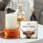 Highland Cow Bathroom Decor - Hello Sweet Cheeks Bathroom Decor, Rustic Highland Cow Western Wood Sign, 8 X 8 Inches - Image 4