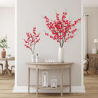 Sggvecsy Artificial Plum Blossom Flowers 4 Pcs Faux Cherry Blossom Stems Faux Silk Plum Blossom Branches 36.2’’ Fake Flowers Long Stems for Vase Arrangements Home Wedding Table Decor (Red) - Image 5