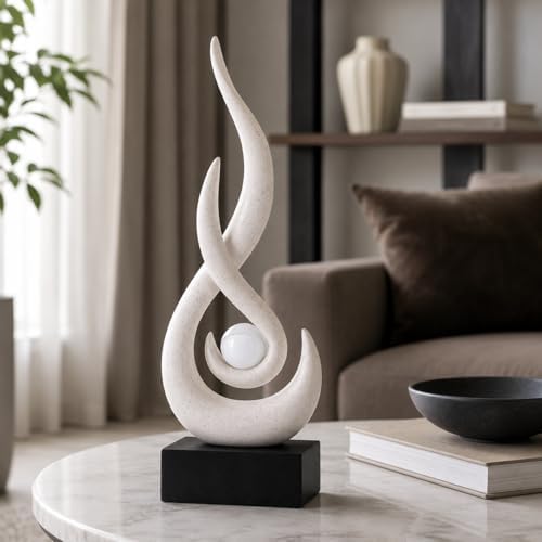 Modern Abstract Art Table Decoration,Resin Flame Statue Modern Centerpiece Ornaments for Living Room Great Gift Idea Home Decor,Collectibles (Beige) - Image 7