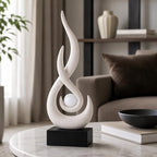 Modern Abstract Art Table Decoration,Resin Flame Statue Modern Centerpiece Ornaments for Living Room Great Gift Idea Home Decor,Collectibles (Beige) - Image 7