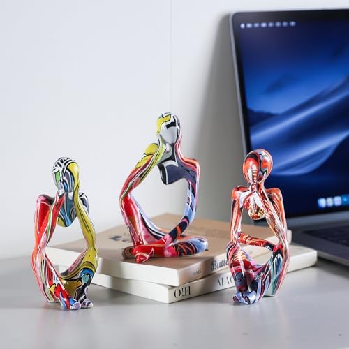 BrownLove 3pcs Hip hop Human Body Abstract Art Decoration, Modern White Art Resin Statue Room Office Shelf Bookcase Decoration by Unknown