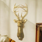 GUASDIE Animal Heads Wall Decor, Faux Deer Head Mount, Animal Sculptures Wall Decor, Resin Animal Head Wall Hanging Decoration for Living Room Bedroom Kitchen Gift,Deer - Image 2