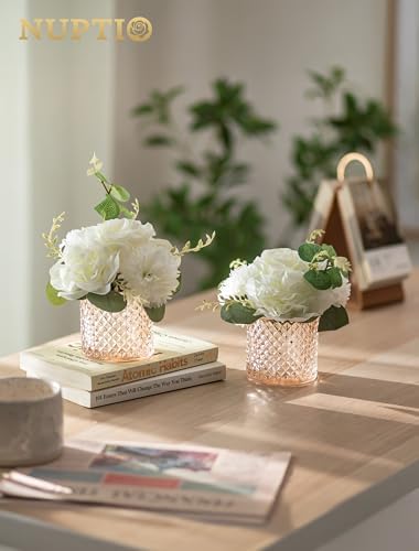 NUPTIO Artificial Flower for Table Centerpieces, Fake Flower in Vase, 2 Pcs - Image 2