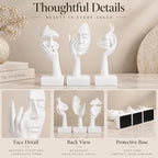 3 Pcs Thinker Large Statue Set - White Art Abstract Home Accent Figurines for Living Room, Bedroom, Shelves, Office Desktop, Coffee Table Decor, Gift for Women (3 Pcs White, 9") - Image 5