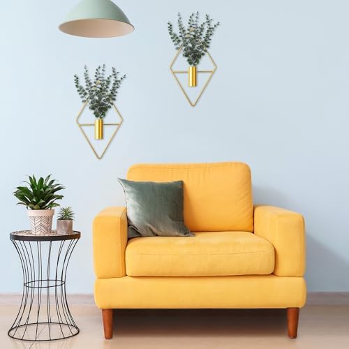 Jexine 4 Pcs Hanging Artificial Planters Wall Decor, Gold, Eucalyptus - Image 4