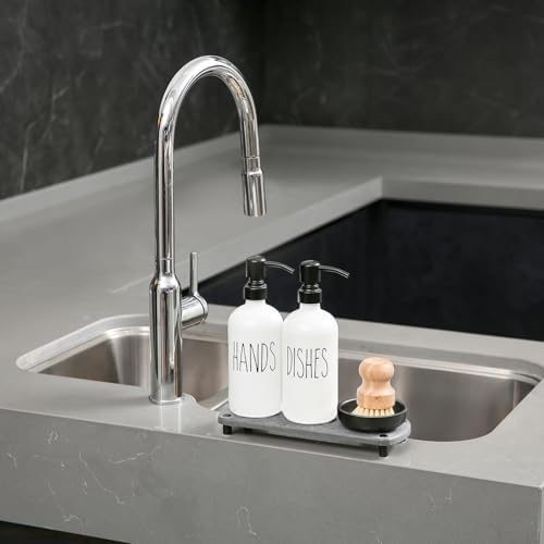 MOMEEMO Soap Dispenser Set Comes with Stainless Steel Pumps, White & Black - Image 5