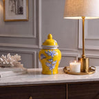 Creative Co-Op Decorative Ceramic Ginger Jar with Domed Lid, Yellow - Image 7