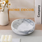6.7" Decorative Bowl - Natural Marble Key Bowl & Centerpiece (White & Grey) - Image 3