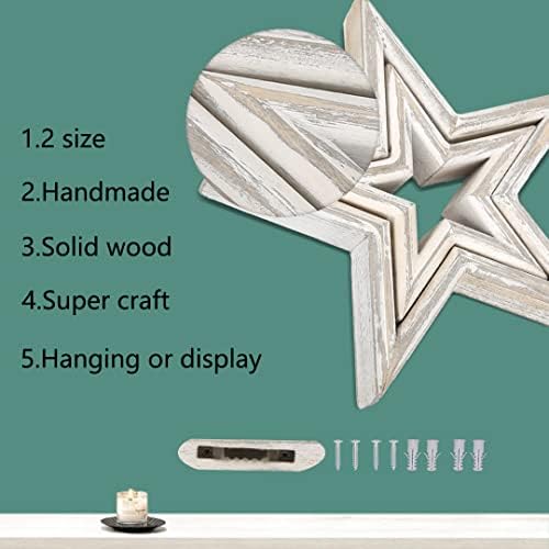 LOSOUR Set of 2 Decorative Objects Stars-Tiered Tray Decor, Coffee Table Decor, Shelf Decor Accents, Bookshelf Decor, Entry Table Decor, Desk Decor for Modern Farmhouse Decor (Washed White) - Image 6