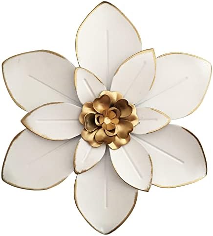 Metal Flower Wall Art Decor, 10“ Rustic Modern Floral Sculpture, Distressed Iron Wall Hanging Home Decoration Accent Artworks for Indoor Kitchen Bedroom Living Room Office Outdoor Garden Patio by Picfarce