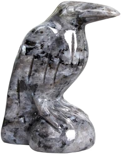 Shimmer Stone Raven Statue Gothic Witchy Decor Hecate Altar Crystal by Hguxmcu