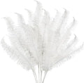 Oairse 8 Pcs Christmas Tree Picks and Sprays White Glitter Christmas Picks 28" Christmas Glitter Feathers Leaves Stems for Christmas Tree Filler Branches Wreaths Centerpieces Holiday Decorations by Oairse