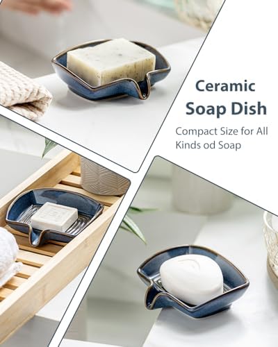 Zoeeker Ceramic Soap Dish, Self Draining Bar Soap Holder with Drain Spout - Image 5