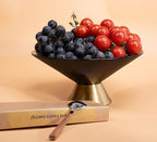 Tapered Glass Decorative Bowl (Gray), 9.8 Inches Handblown Striped Design Glass Bowl with Rust Resistant Metal Base,Decorative Fruit Bowl for Home Decor,Table Centerpiece,Kitchen Island,Dining Decor - Image 4
