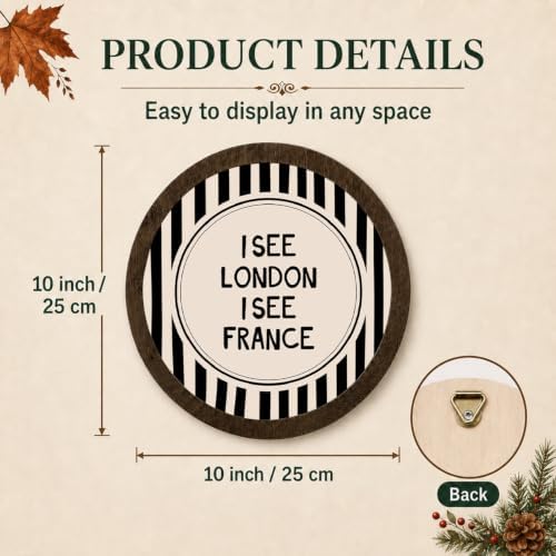 Funny Bathroom Wall Art Decor,I See London I See France Neutral - Image 7