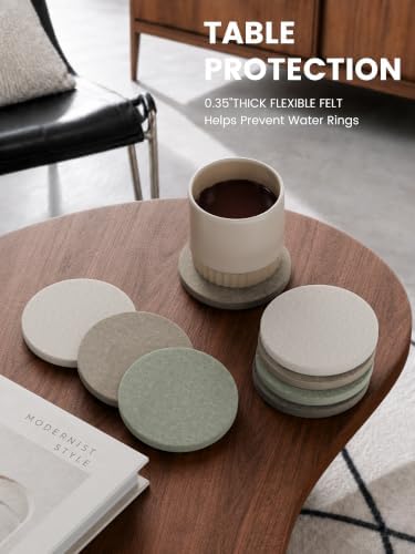 Fluxynara Felt Coasters with Holder, Set of 8 for Drinks, Linen Dusk - Image 3