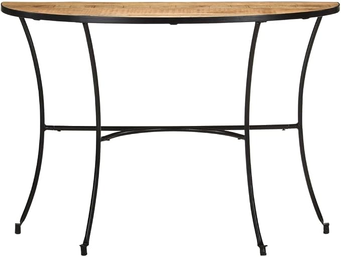 Half-Circle Solid Mango Wood Side Table 43.3"x15.7"x30.3" Natural Finish Narrow - Image 3