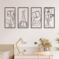 Bakovity Black Metal Wall Art, Minimalist Line Wall Decor, Abstract Woman Book Wall Decor, Modern Aesthetic Metal Art for Bedroom Bathroom Living Room (4 Pcs, 17 x 9 in) by BakovityOutdoorGlovesGear