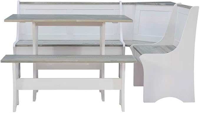 Riverbay Furniture Coastal Wood Corner Dining Nook - Image 8