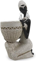 Lescafita White African Tribal Woman Statue with Basket by LESCAFITA