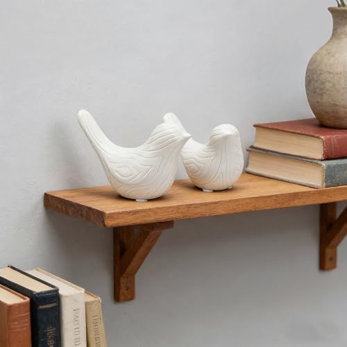 Small Ceramic Birds Statues for Home Decor, Boho Style, Glazed White, 2PCS - Image 6