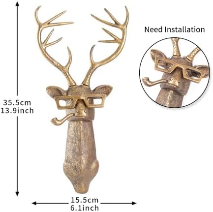 Joogour Head Wall Mount Decor,Resin Animal Sculptures，Art Deco Wall Hanging Decoration for Living Room Bedroom Officeroom Gift (Deer) - Image 2
