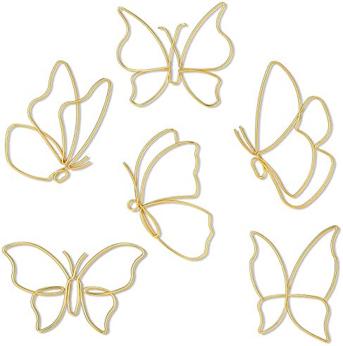 Hotop 6 Pieces Gold Metal Butterfly Wall Decor Wired Butterflies Wall Art by HOTOP