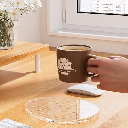 Acrylic Coaster Decorative Plates,2Pcs/Set Office Desk Accessories, Clear Dinosaur Egg Shape Coffee Cup Decor, Perfect for Tabletop Protection and Display.（Gold） - Image 4