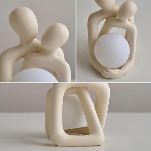 Abstract Couple Statue,Hugging Lovers Sculptures Resin Love Figurines Modern Home Office Decor Accents for Nightstand & Dresser, Shelf Decorations Aesthetic, Ideal Gift (White, One Size) - Image 6