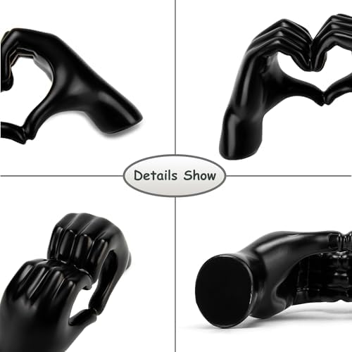 FANTESTICRYAN Heart Hands Statues, Black Resin Home Decor Accent, Medium - Image 5