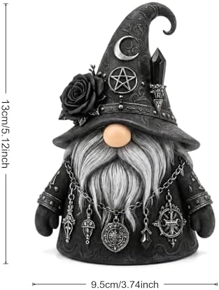 Gothic Gnome, Gothic Witch Gnome Figurine for Halloween Decorations, Home Shelves, Mantels & Home Garden Yard Decorations (Gothic Witchy Gnome) - Image 5