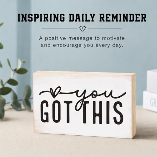 Rustic Wooden Block Sign - You Got This - 5"X3" Pine Wood Plaque, Home & Garden Decor, Christmas Housewarming Gift For Friends, Desk & Tabletop, Shelf Accessories - A18 - Image 6