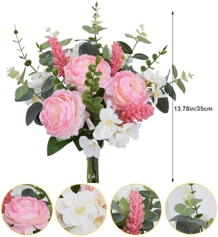 Artificial Flowers Bouquet Fake Pink Peonies for Floral Arrangements - Image 2