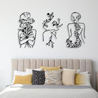 Photect 3 Pcs Metal Wall Art Minimalist Woman Line Decor, Plant, Black - Image 7