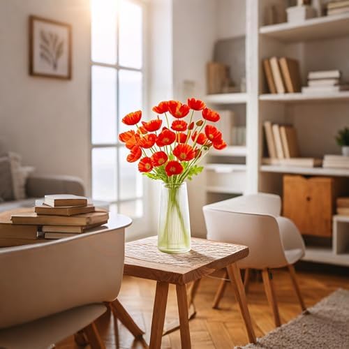 Artificial Poppies, Red Silk Poppies Artificial Flowers - 24x Blooming California Poppy Flower Artificial Plus 8X Buds for Home Decoration, RDRD8 - Image 4
