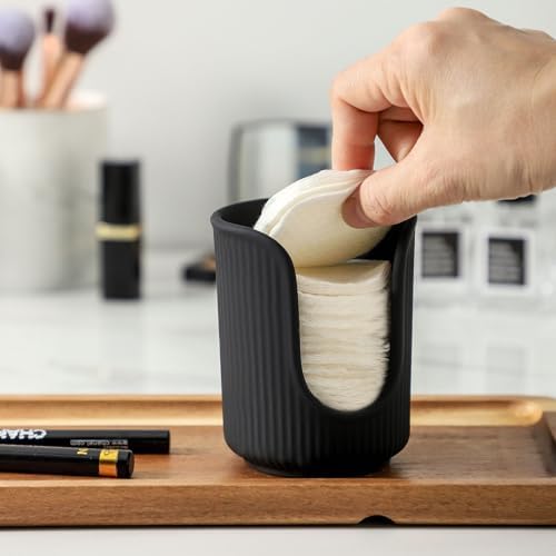 Dobbyby Ceramic Bathroom Cup Dispenser with Stylish Vertical Stripes - Disposable Mouthwash Cup Holder Holds 3-4oz Paper Cups for Rinsing Cups on Bathroom Vanity Countertops (Matte Black) - Image 7