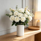 Kimura's Cabin 12pcs Real Touch White Roses Artificial Flower Lifelike Rose - Image 3