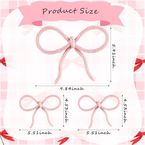 Barydat 6 Pcs Pink Bow Wall Decor, Coquette Bow Nursery Classroom Decor - Image 2