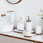RQYIXI Ceramic Bathroom Accessories Set,Cream White,6 Piece,with Trash Can - Image 6