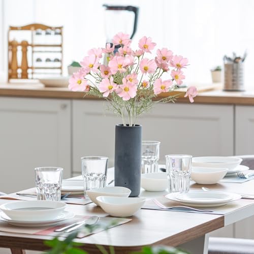 IPOPU Light Pink Flowers Artificial Daisies 5PCS Silk Cosmos Wild Flowers 24.5" Fake Pink Daisies for Vase for Home Decor Floral Arrangements Wedding Bouquets for Bride - Image 6