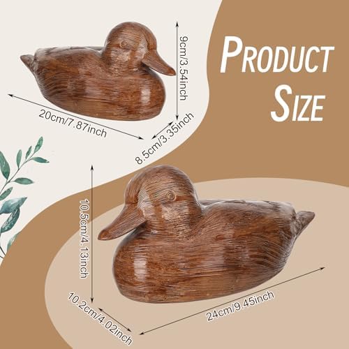 Soaoo 2 Packs Duck Home Decor Statues Rustic Vintage Resin Animal Figurines Countryside Farmhouse Decor for Desktop Living Room Nursery Shelf Indoor Decorative Accents - Image 2