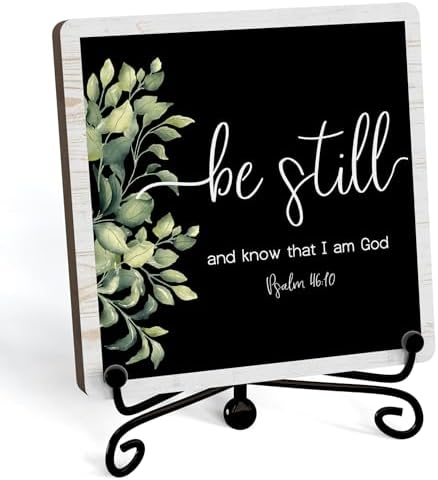 Home Decor, Farmhouse Be Still And Know That I Am God Shelf Decor For Living Room, Christian Gifts For Women Men, Entryway Tv Stand Fireplace Mantle Coffee Table Decoration (Still-11) by JUSITAKEET