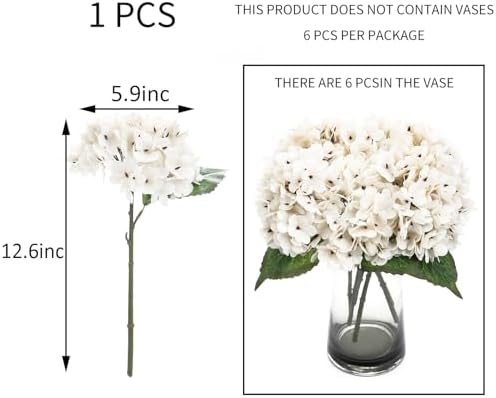 Kimura's Cabin 6pcs Artificial Hydrangea Flowers Fake Hydrangeas,White - Image 2