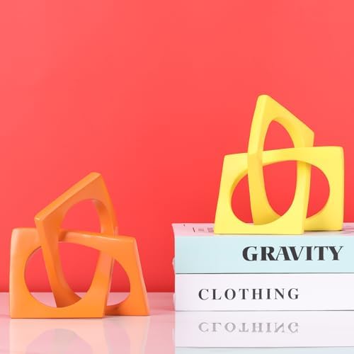 Jax Geometric Yellow Knot Statue Decor, Home Bookcase Centerpiece and Tabletop Sculpture, For Home Decor Accent Cube Ornaments - Image 6