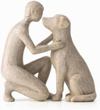 Adjustable Minimalist Dog and Human Resin Sculpture for Home Shelf Decor by Thecreationofstatues