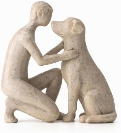 Adjustable Minimalist Dog and Human Resin Sculpture for Home Shelf Decor by Thecreationofstatues