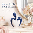 XMGZQ Hugging Couple Statue Ceramic Lover Figurine Home Decor is a Romantic Gift for Her on Wedding Anniversary and Valentines, TV Stand Decoration Knick Knacks for Shelves (Blue, 7in) - Image 7